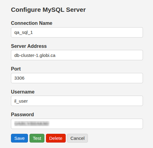 Database connection screenshot